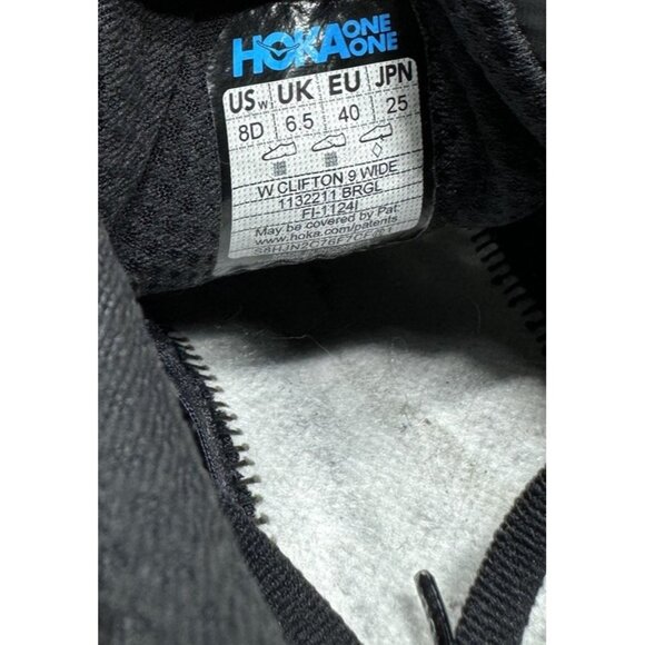 Hoka One One Clifton 9 1132211 BRGL Black Running Shoes Sneaker Womens Size 8 D - Picture 8 of 9